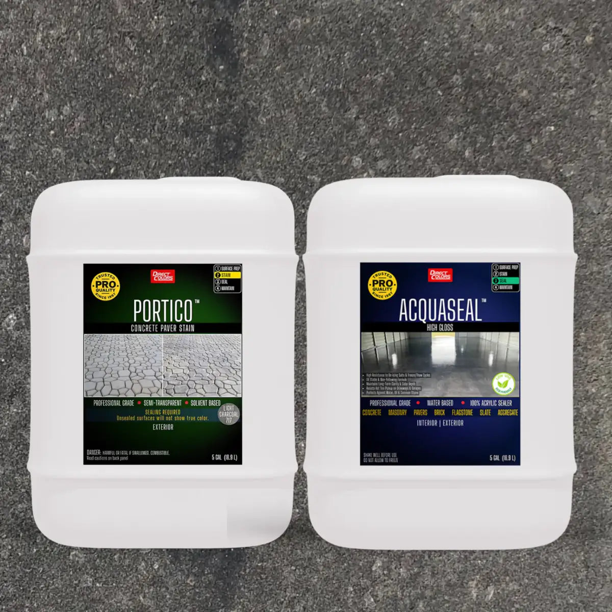 Portico™ Paver Stain in 717 Light Charcoal with AcquaSeal™ High Gloss, 5 gallon 2-step kit
