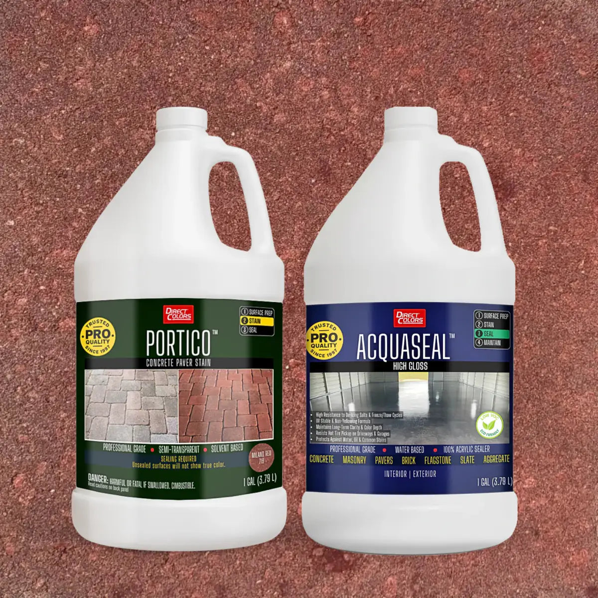 Portico™ Paver Stain in 719 Milano Red with AcquaSeal™ High Gloss, 1 gallon 2-step kit