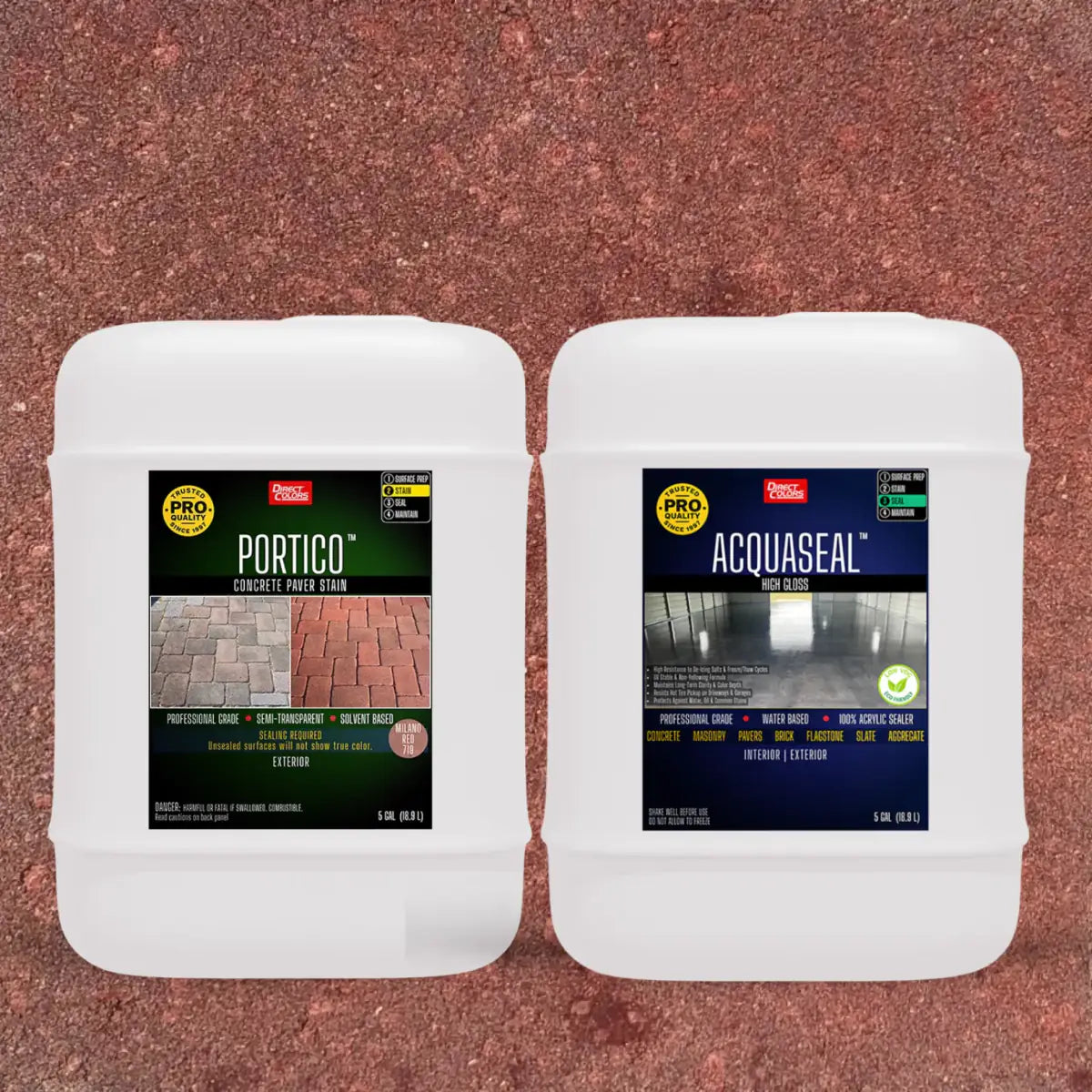 Portico™ Paver Stain in 719 Milano Red with AcquaSeal™ High Gloss, 5 gallon 2-step kit