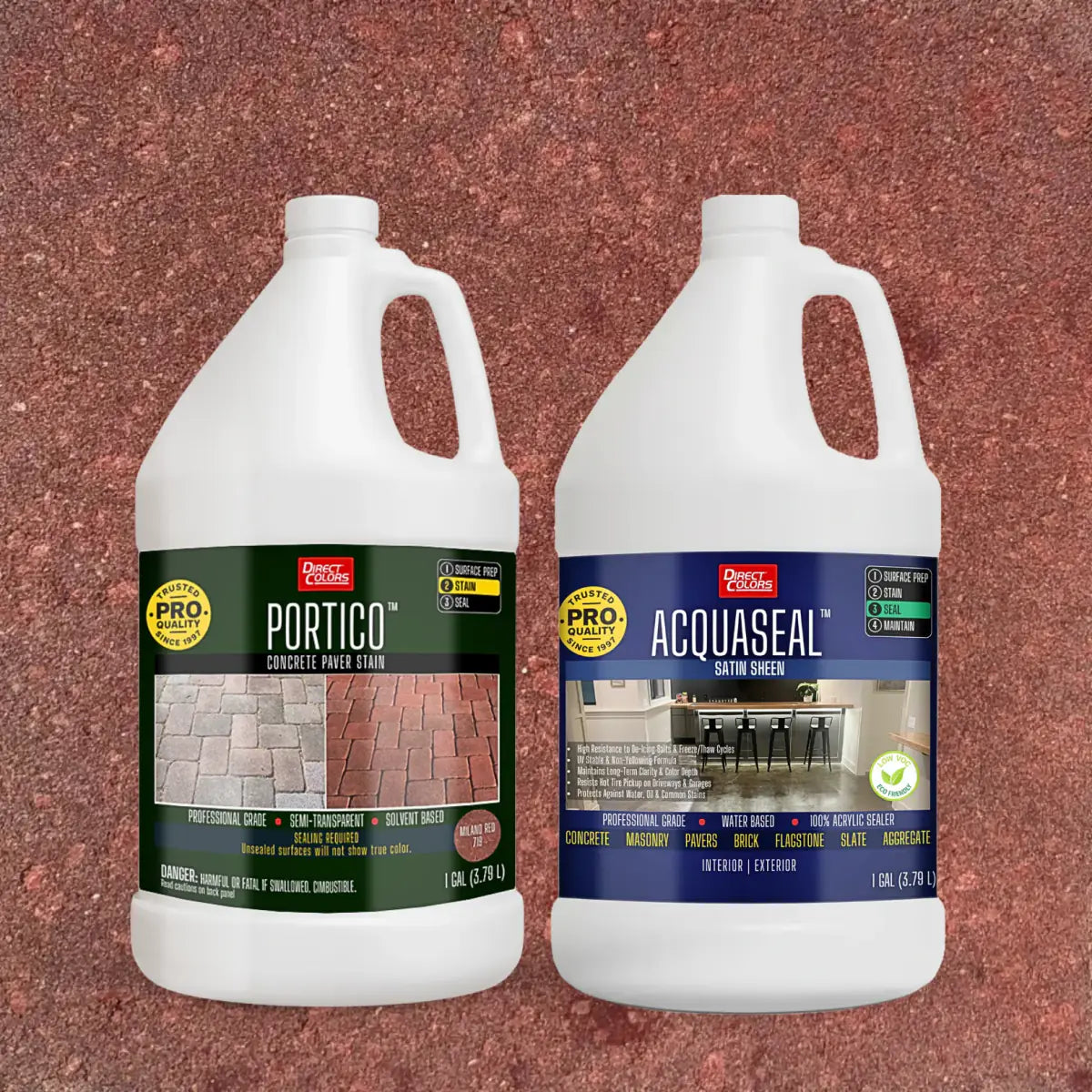 Portico™ Paver Stain in 719 Milano Red with AcquaSeal™ Satin, 1 gallon 2-step kit