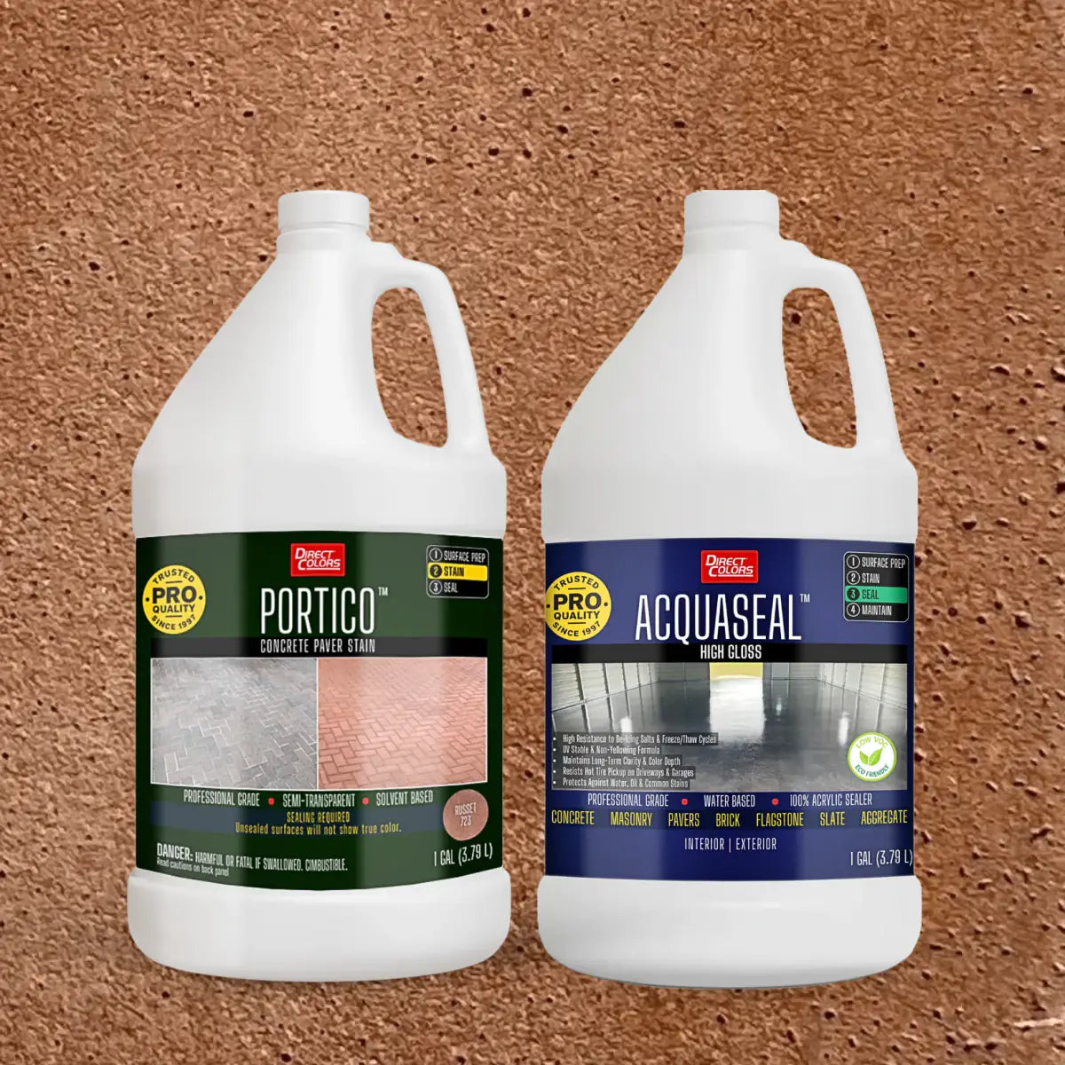 Portico™ Paver Stain in 723 Russet with AcquaSeal™ High Gloss, 1 gallon 2-step kit