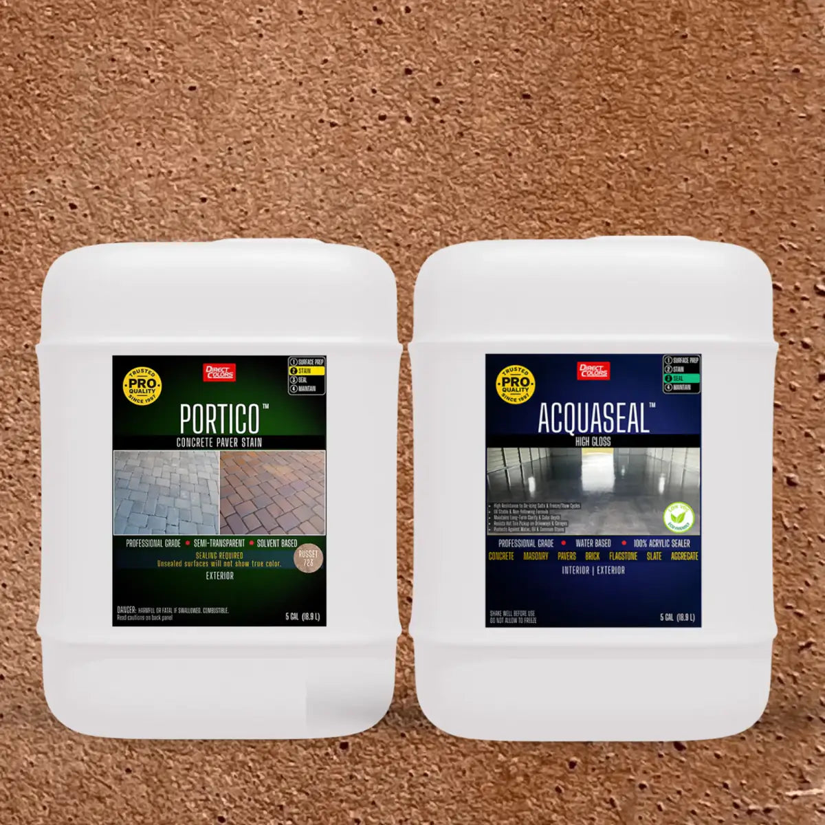 Portico™ Paver Stain in 723 Russet with AcquaSeal™ High Gloss, 5 gallon 2-step kit