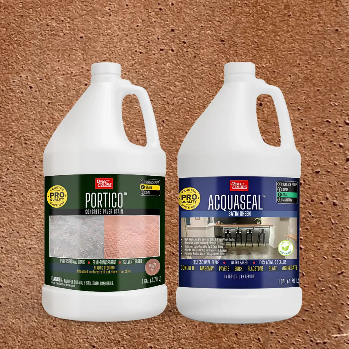 Portico™ Paver Stain in 723 Russet with AcquaSeal™ Satin, 1 gallon 2-step kit