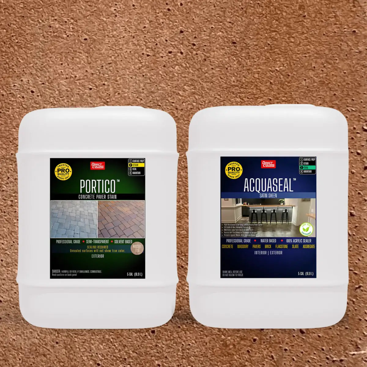 Portico™ Paver Stain in 723 Russet with AcquaSeal™ Satin, 5 gallon 2-step kit