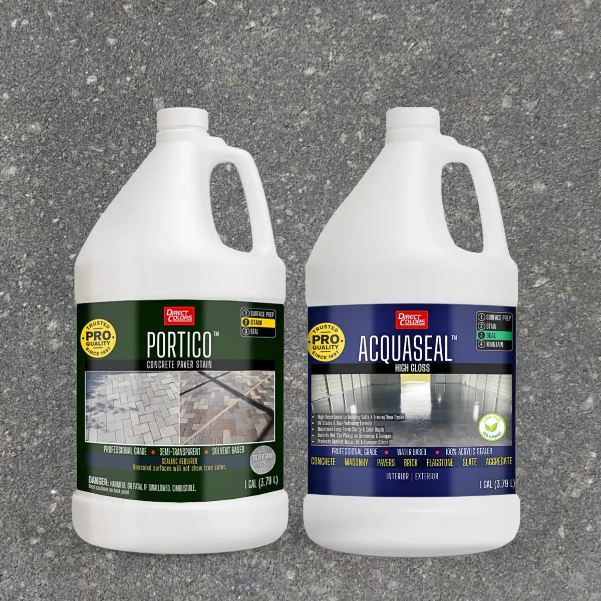 Portico™ Paver Stain in 724 Silver Gray with AcquaSeal™ High Gloss, 1 gallon 2-step kit