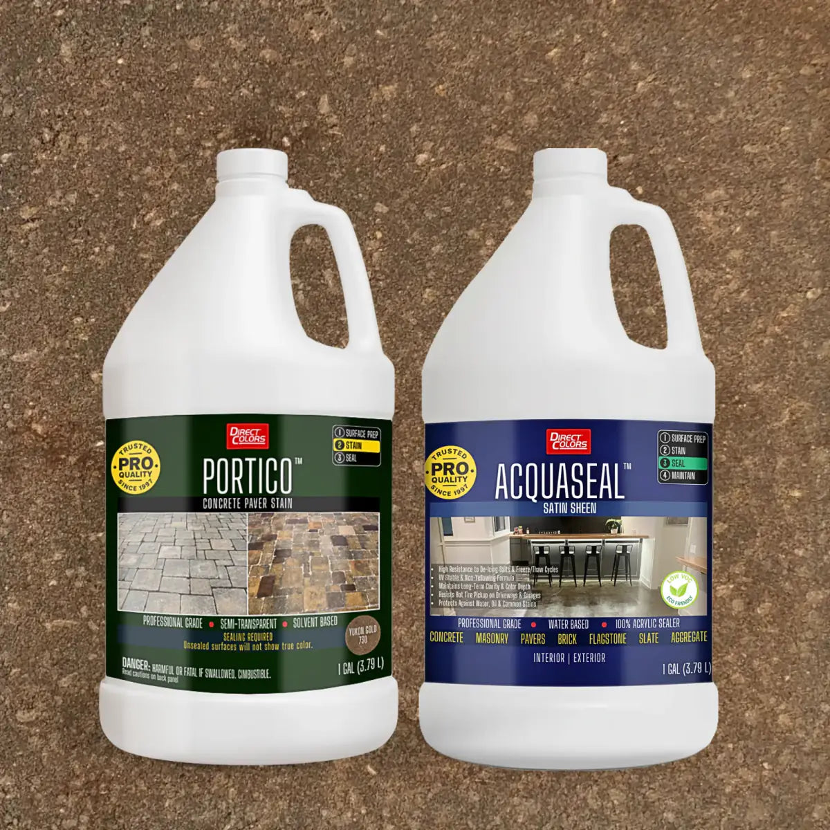 Portico™ Paver Stain in 730 Yukon Gold with AcquaSeal™ Satin, 1 gallon 2-step kit