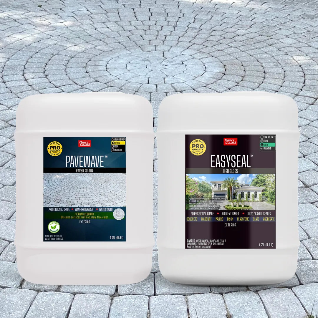PaveWave™ Paver Stain in 901 White with EasySeal™ Gloss, 5 gallon 2-step kit