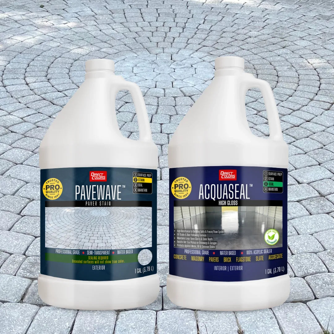 PaveWave™ Paver Stain in 901 White with AcquaSeal™ Gloss, 1 gallon 2-step kit