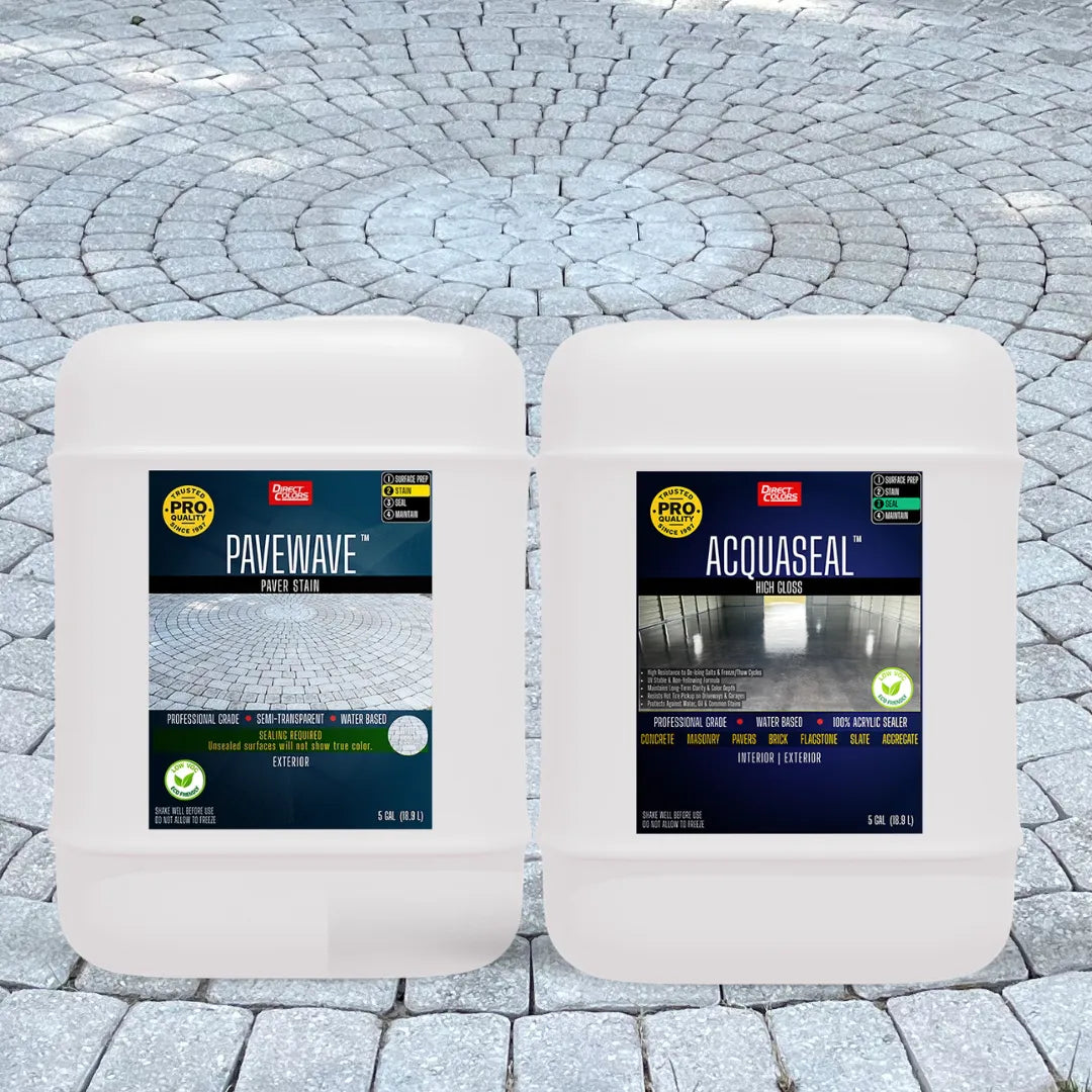 PaveWave™ Paver Stain in 901 White with AcquaSeal™ Gloss, 5 gallon 2-step kit