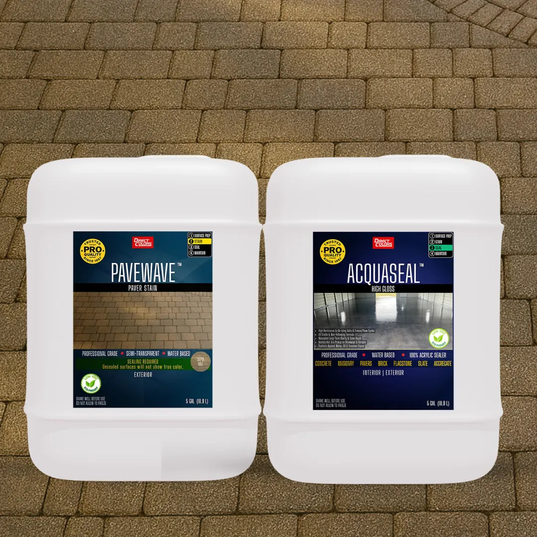 PaveWave™ Paver Stain in 903 Sepia with AcquaSeal™ Gloss, 5 gallon 2-step kit