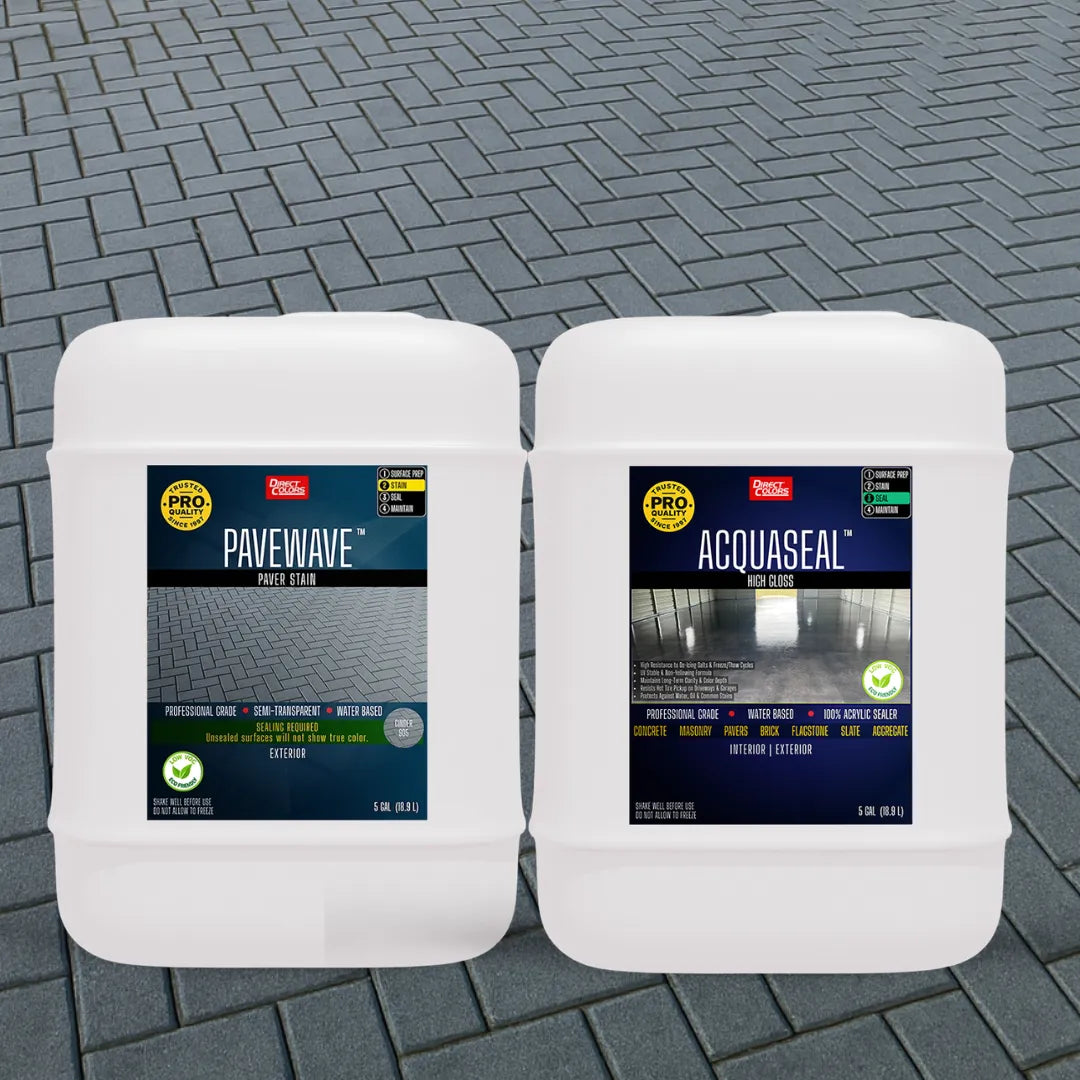 PaveWave™ Paver Stain in 905 Cinder with AcquaSeal™ Gloss, 5 gallon 2-step kit