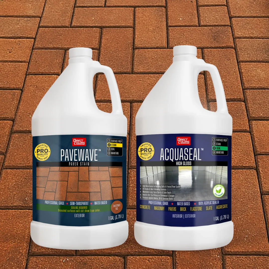 PaveWave™ Paver Stain in 913 Chestnut with AcquaSeal™ Gloss, 1 gallon 2-step kit