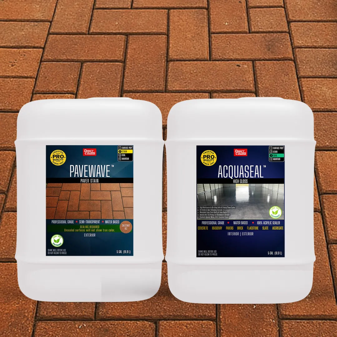 PaveWave™ Paver Stain in 913 Chestnut with AcquaSeal™ Gloss, 5 gallon 2-step kit