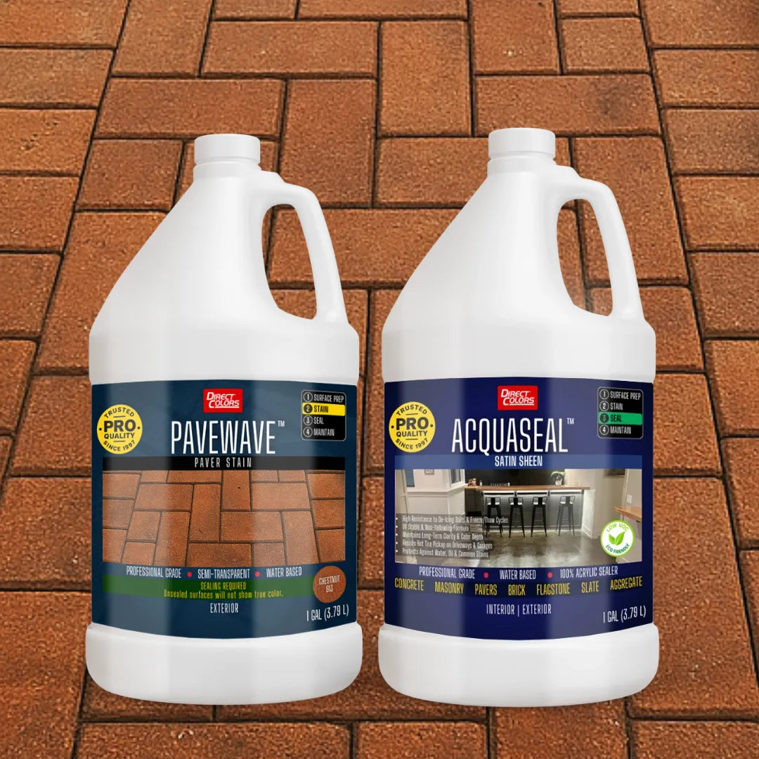 PaveWave™ Paver Stain in 913 Chestnut with AcquaSeal™ Satin, 1 gallon 2-step kit