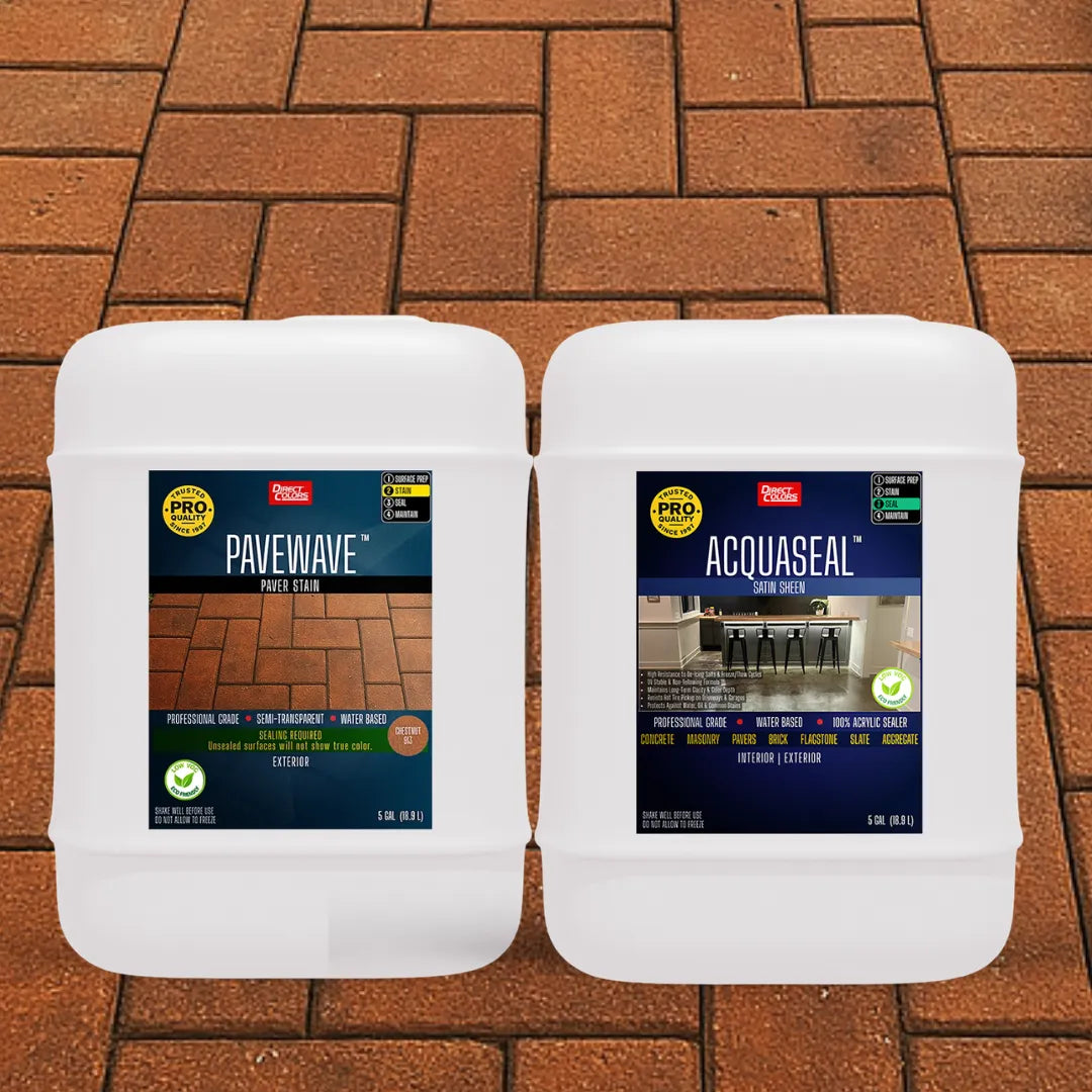 PaveWave™ Paver Stain in 913 Chestnut with AcquaSeal™ Satin, 5 gallon 2-step kit