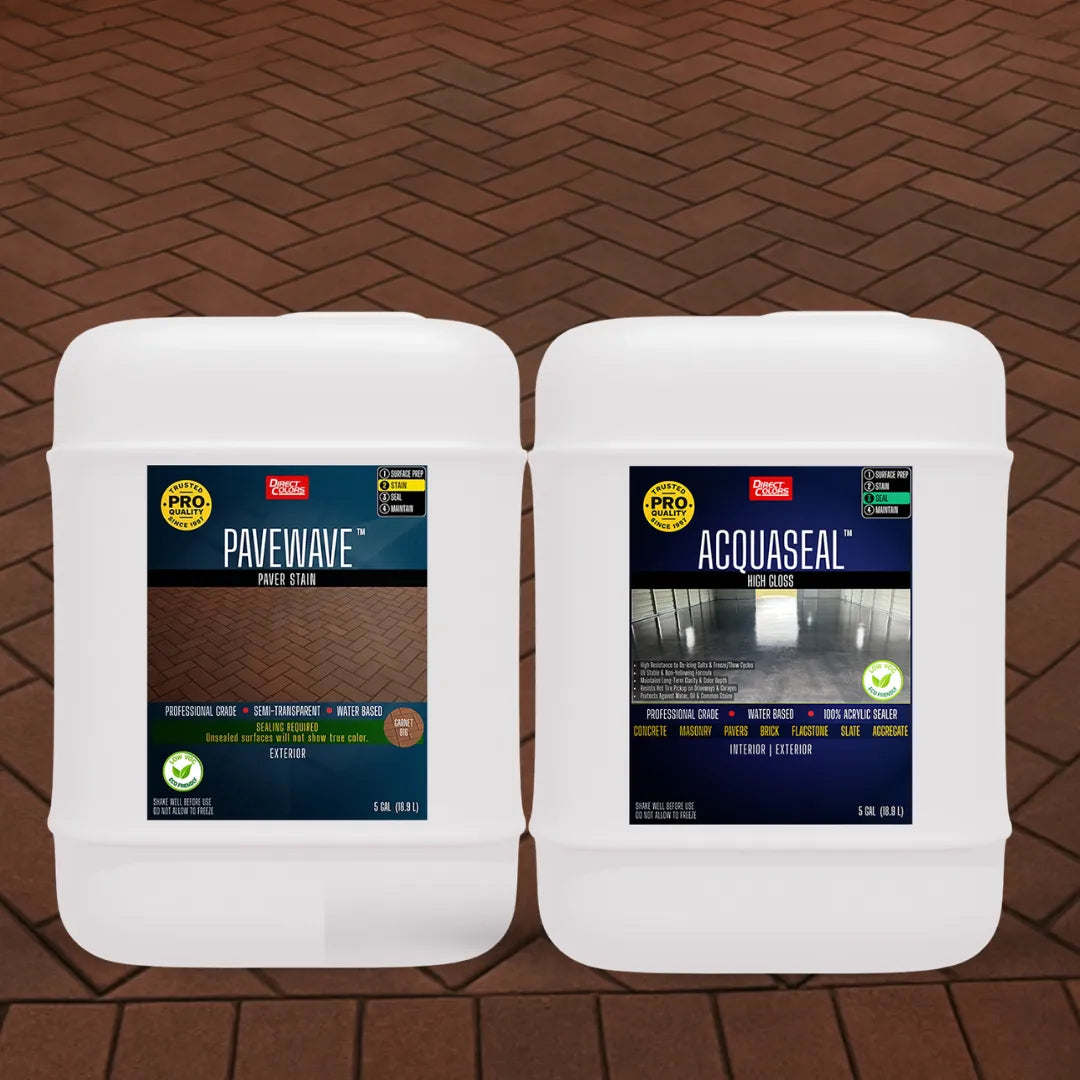PaveWave™ Paver Stain in 916 Garnet with AcquaSeal™ Gloss, 5 gallon 2-step kit