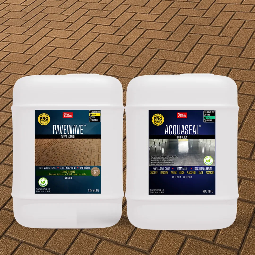 PaveWave™ Paver Stain in 917 Tobacco with AcquaSeal™ Gloss, 5 gallon 2-step kit