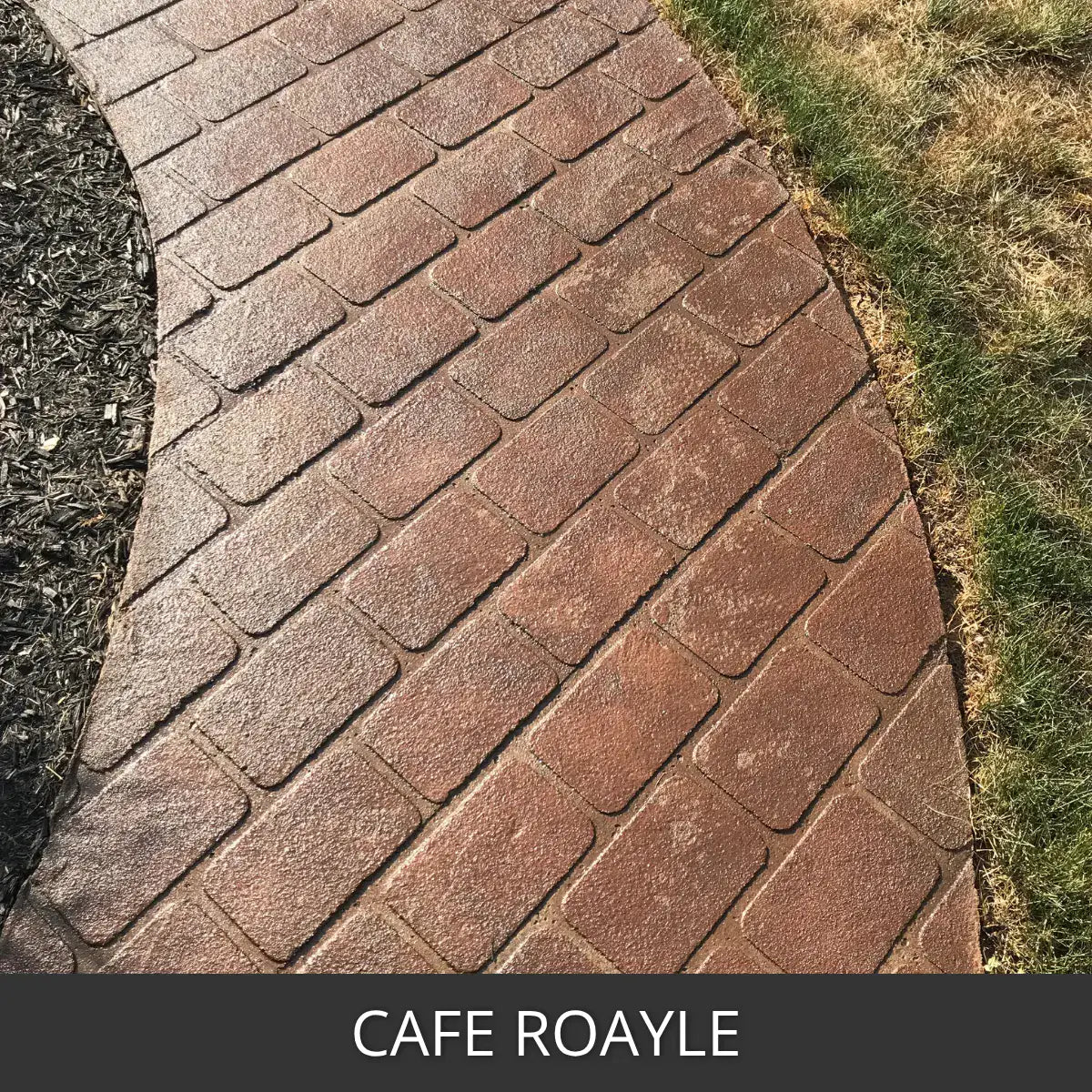 Close view of a curved stained paver walkway edge, Portico™ Paver Stain in 705 Cafe Royale
