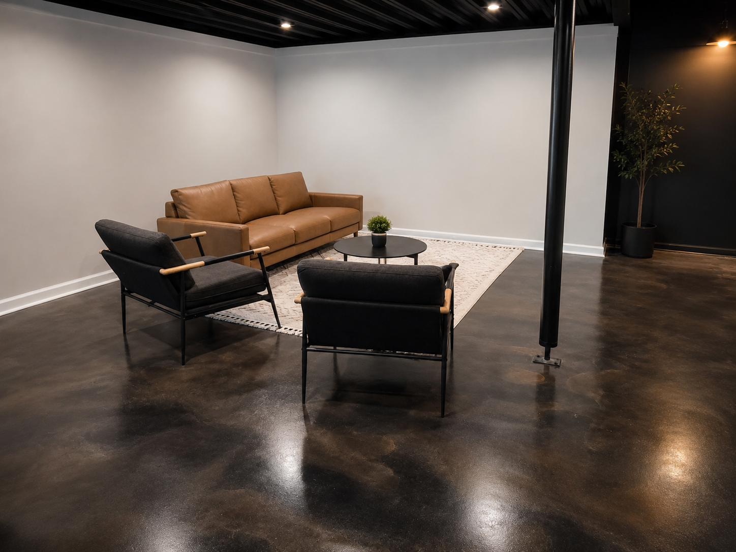 Modern_minimalist_basement_lounge_design_tweed-charcoal_vibrance_dye