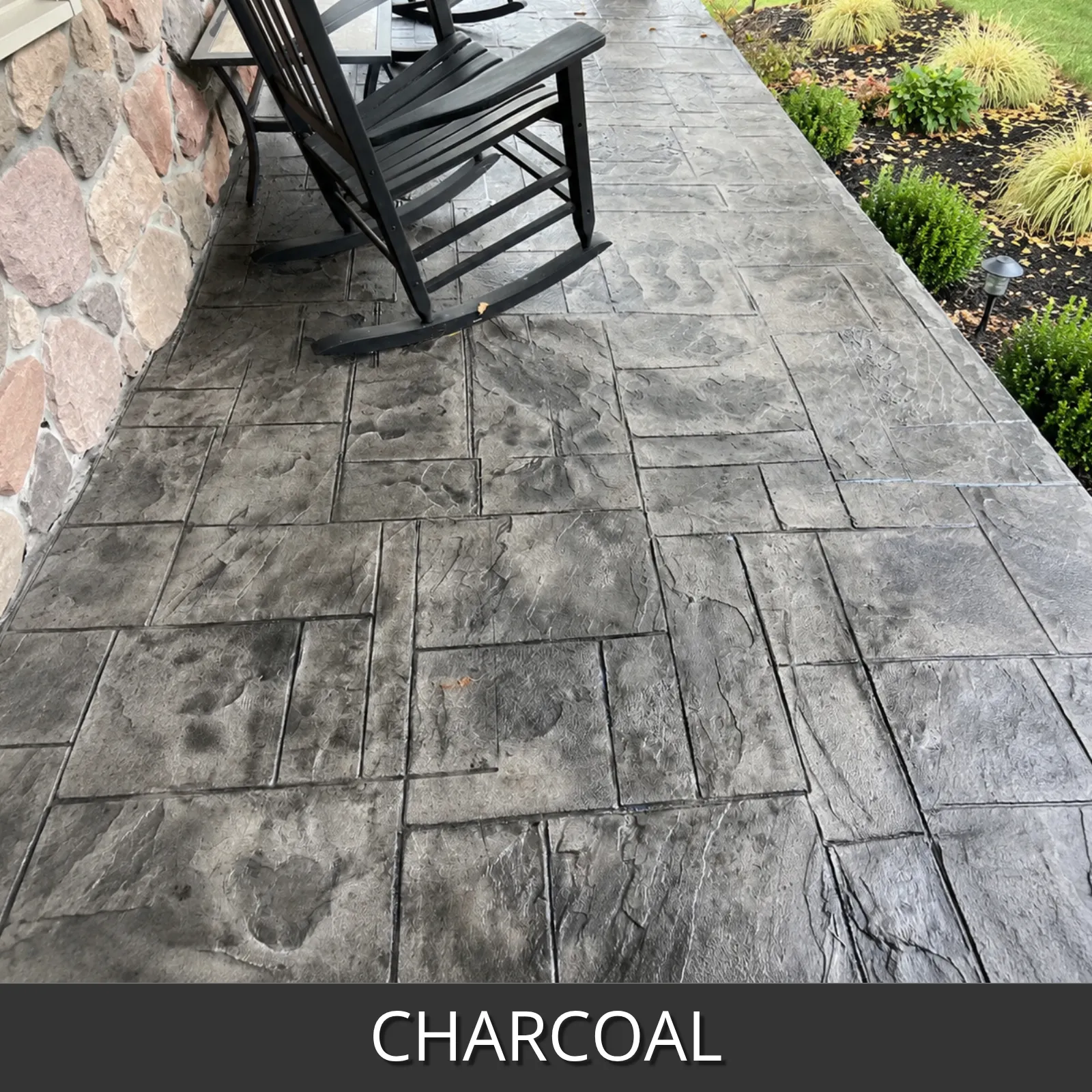porch with stone wall and greenery refinished with pavewave charcoal