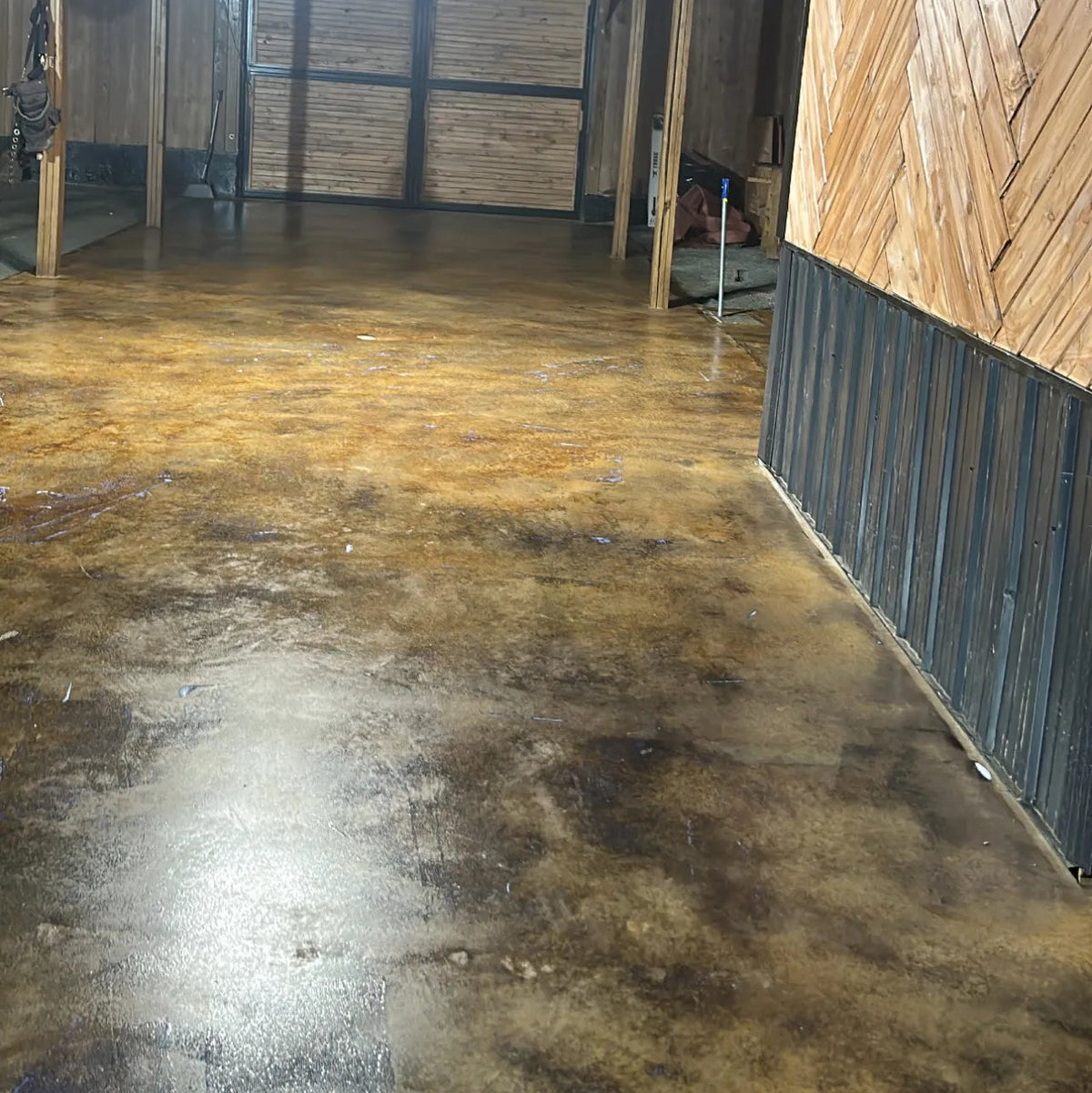 Concrete stained with EverStain Blackish + Malayan Buff