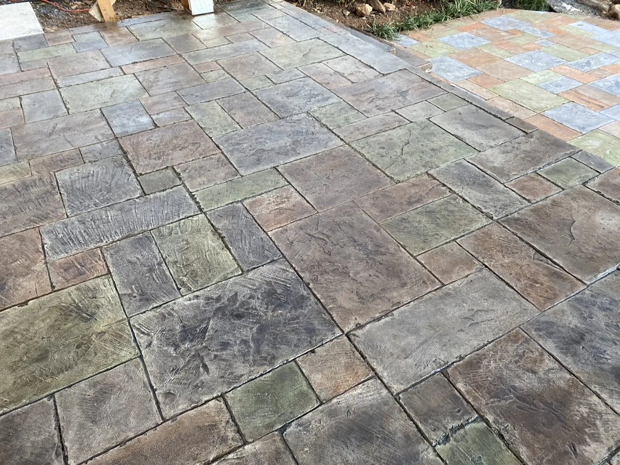 Faux slate look using charcoal, fern green, driftwood & russet Antiquing stain colors
