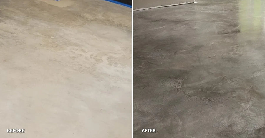 From boring to beautiful: the power of AcquaTint Charcoal on this basement floor