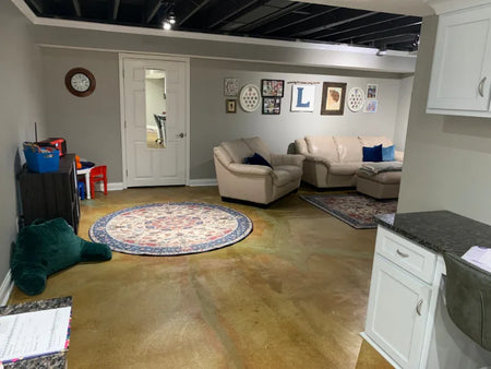 Shifting Sand EverStain on Concrete Basement Floor