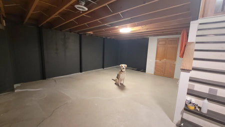 Clean and etched basement floor, prepared for staining