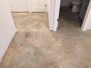 Basement floor after the etching process in preparation for the application of Charcoal AcquaTint
