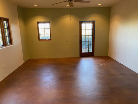 Studio room after English Red and Coffee Brown EverStain acid stains application