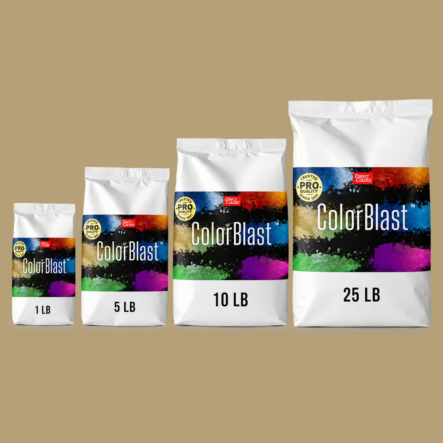 Puma concrete pigment powder — Direct Colors color 118, 3 lb per 94 lb sack, cured over grey cement shown with the product bag