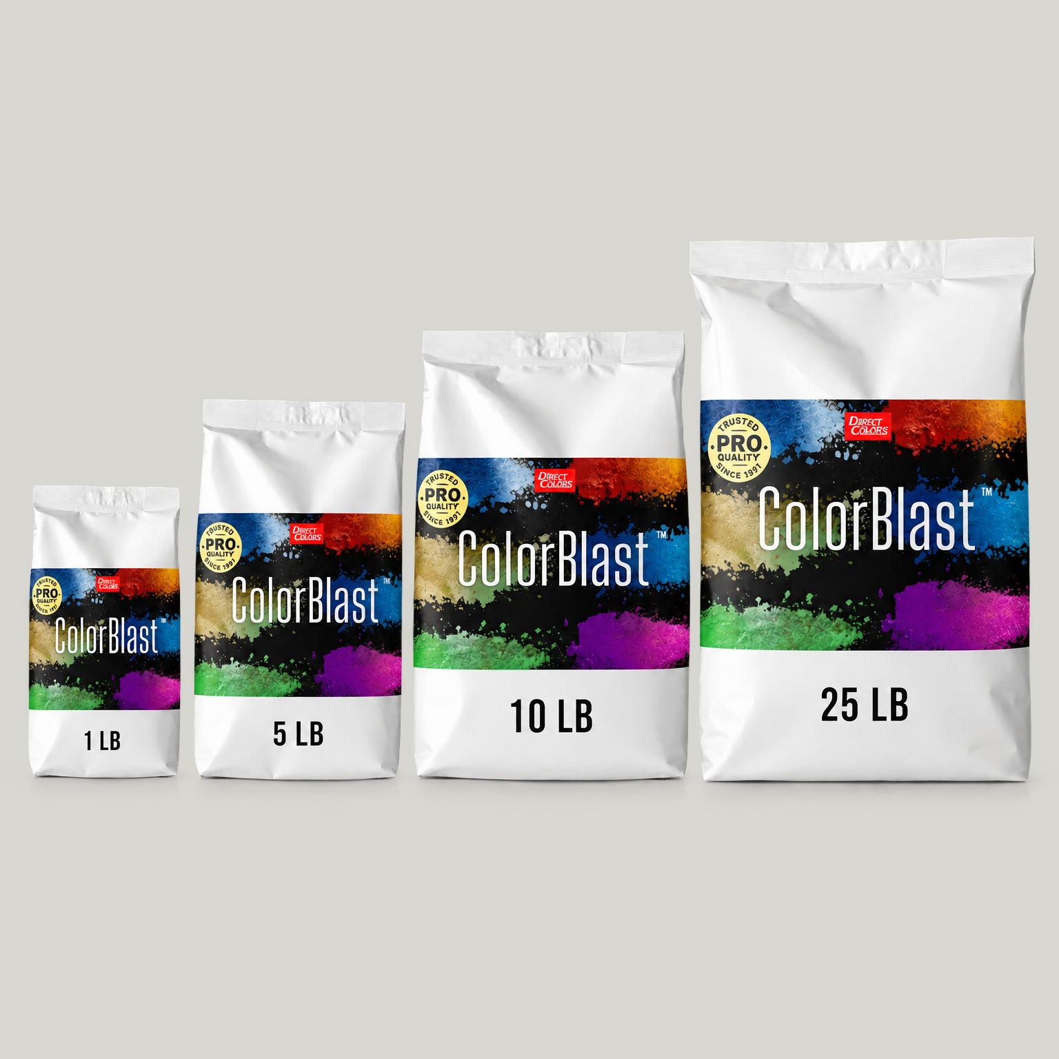 Direct Colors concrete pigment powder color 205, 3 lb per 94 lb sack, cured over grey cement shown with the product bag
