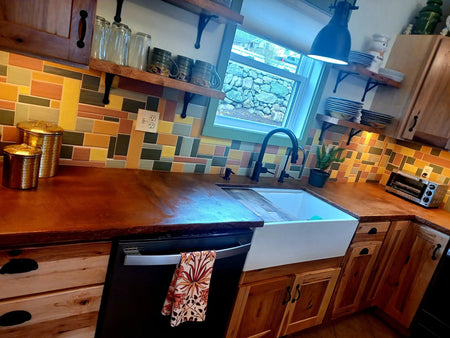Creating a unique design on a concrete overlay countertop using Cola and Malayan Buff EverStain acid stains