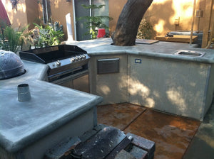 Malayan Buff, English Red and Cola Acid Stains Sealed with Single Component Polyurea Countertop Sealer
