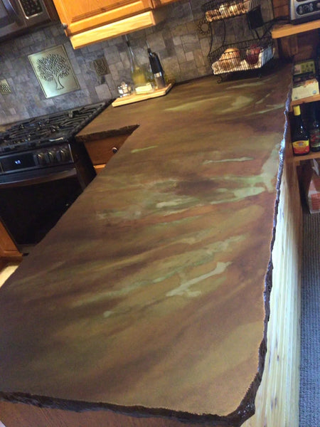 everstain acid stain concrete kitchen countertop coffee desert seagrass