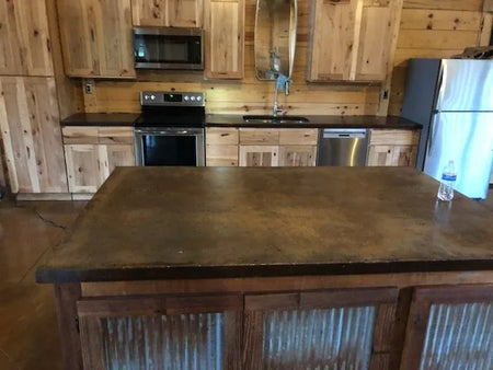 everstain acid stain barndominium concrete floor shifting sand malayan buff countertop