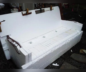 Styrofoam on metal bench