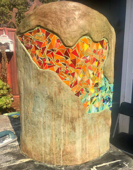 EverStain acid stain Concrete Mosaic Sculpture Avocado Azure Coffee Desert Seagrass finished