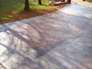 Milano Red and Charcoal Stained Concrete Paver Driveway