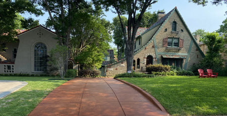 Breathing new life into a dull scored concrete driveway with the vibrant Tangerine ColorWave water-based stain