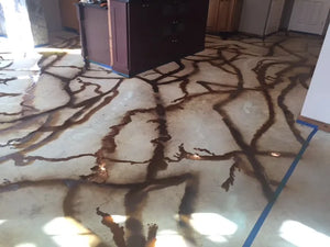 Blackish acid stain veining technique application