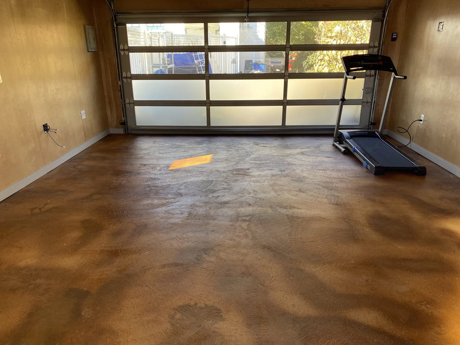 The finished, colorful studio floor