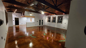 Two coats of concrete floor wax all done and fully cured