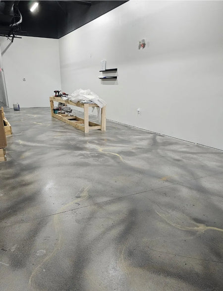 Progression of the floor detailing with continued application of Charcoal AcquaTint and Mica