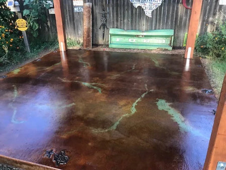 CookHouse Concrete Floor Stained Azure Blue, English Red EverStain