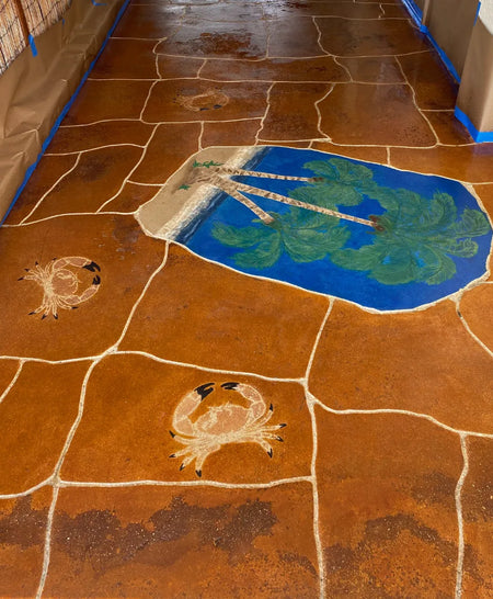 Sealed Acid Stained Concrete Breezeway Floor