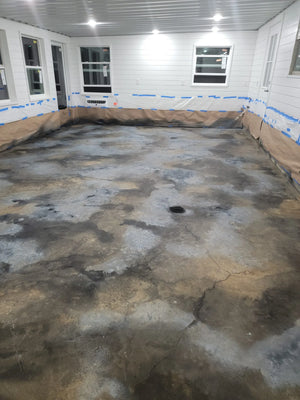 Dry ColorWave Stains in Black, Stone, and Iron Gray on Concrete Floor