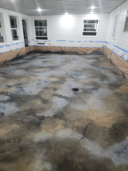 Dry ColorWave Stains in Black, Stone, and Iron Gray on Concrete Floor