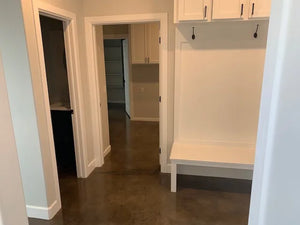 Stormy Gray and Charcoal Vibrant Dye Sealed with Water-Based Acrylic Sealer and Floor Wax